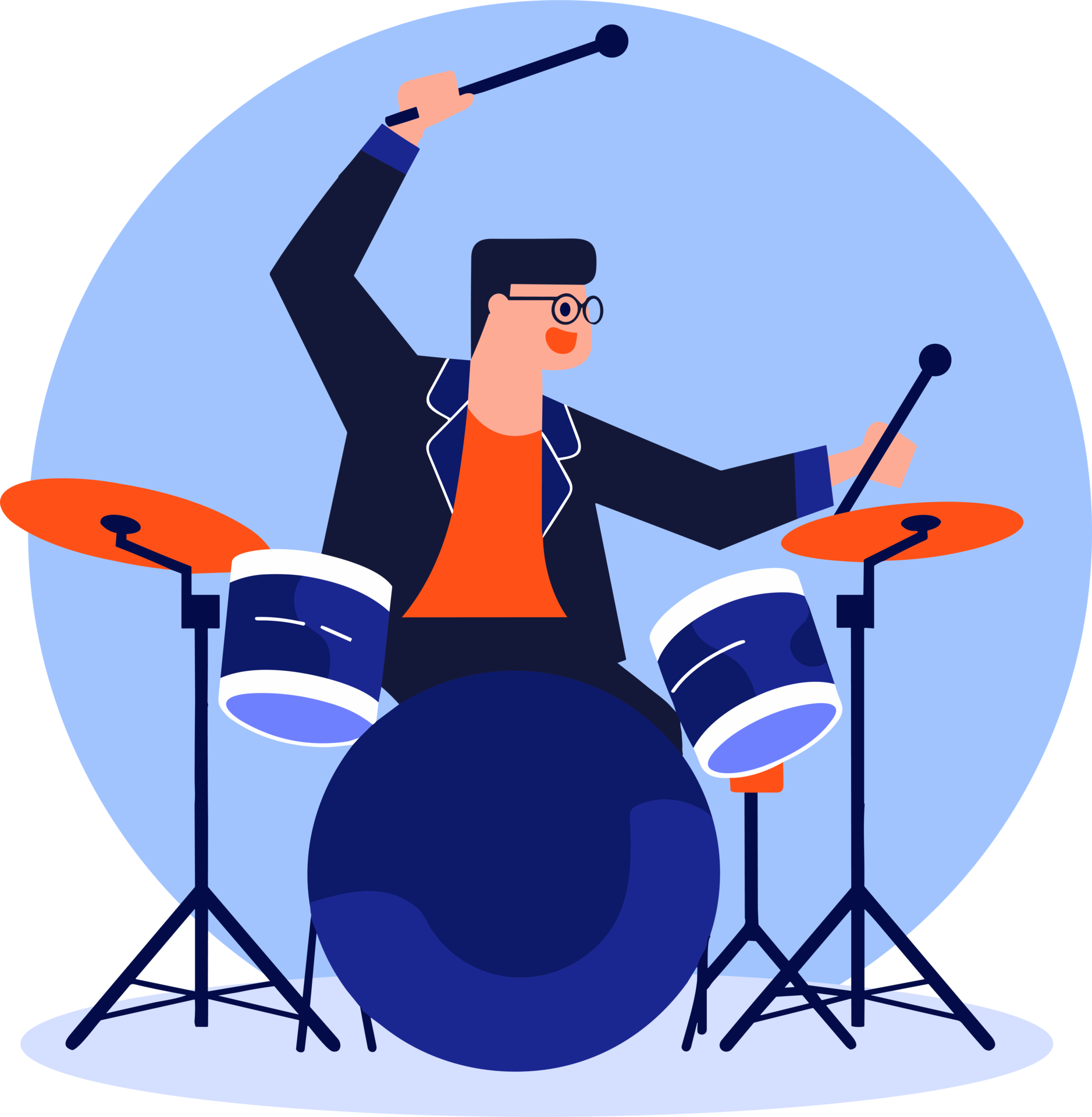 Hand Drawn musicians playing drums in flat style 27953535 PNG