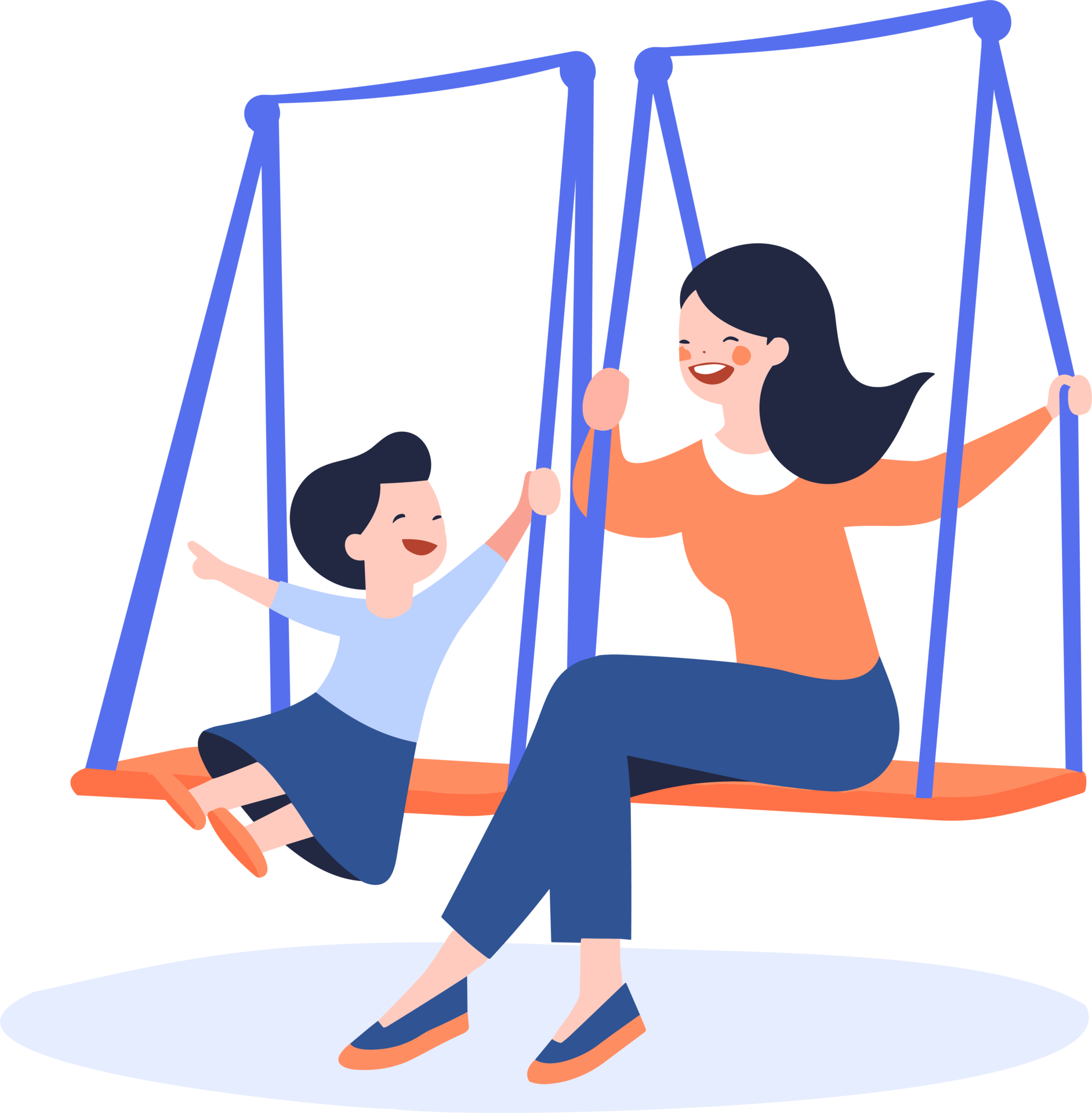 Hand Drawn mother playing on swings with child in flat style 27953552 PNG