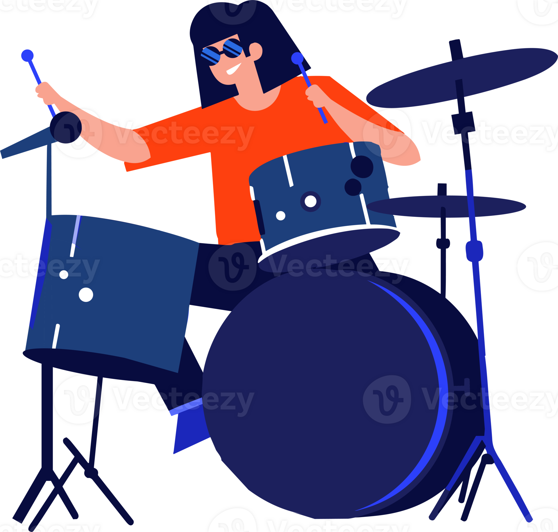 Hand Drawn musicians playing drums in flat style 27953581 PNG