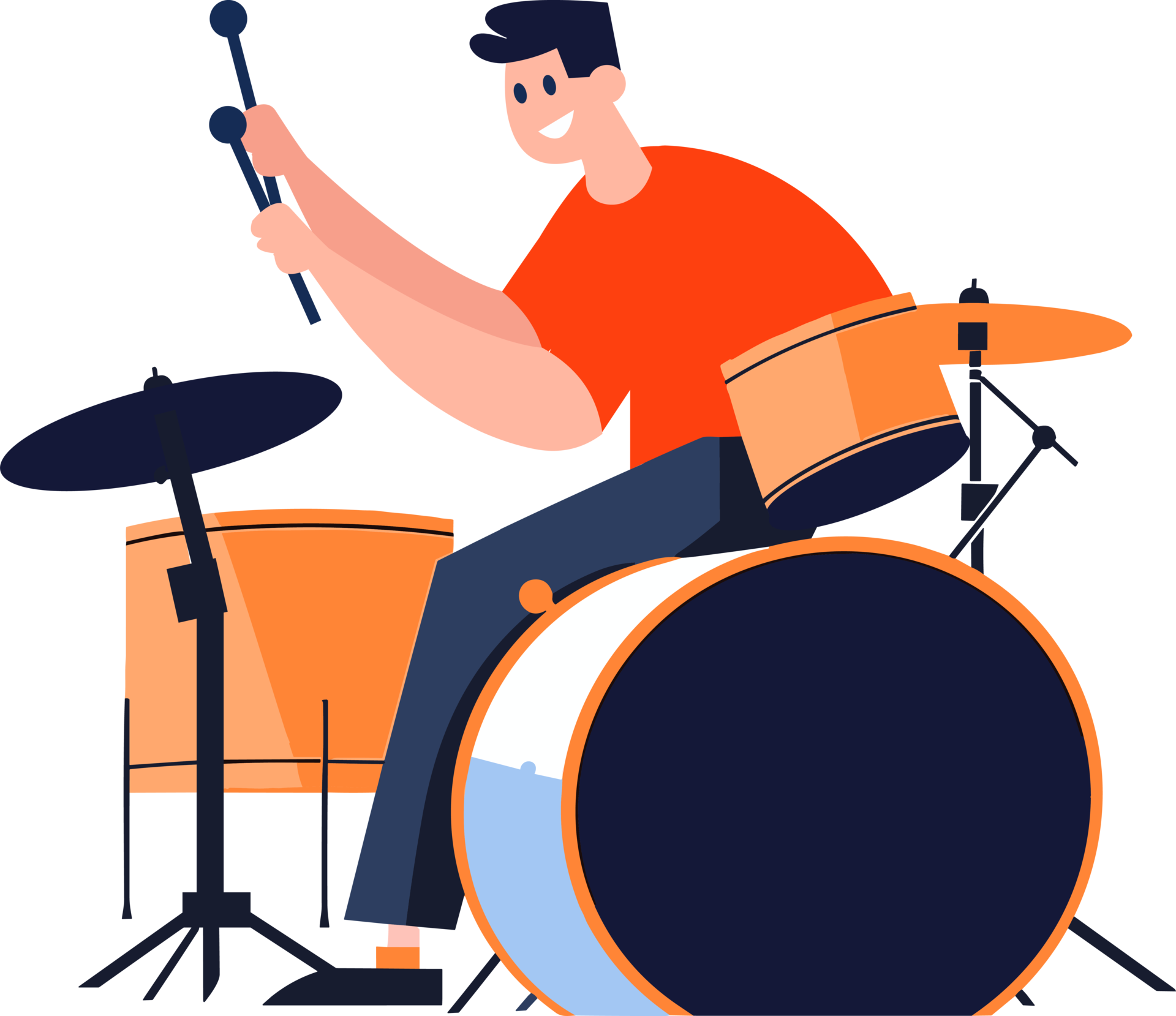 Hand Drawn musicians playing drums in flat style 27953598 PNG