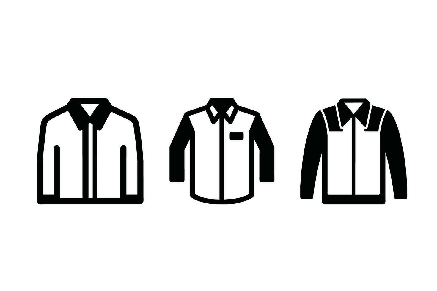 Dress shirt icon, Folded Uniform or Shirt in Outline and Glyph Icon, Shirt icon, T-Shirt with long sleeves symbol, Folded shirt thin line icon. White classic shirts editable vector icons isolated