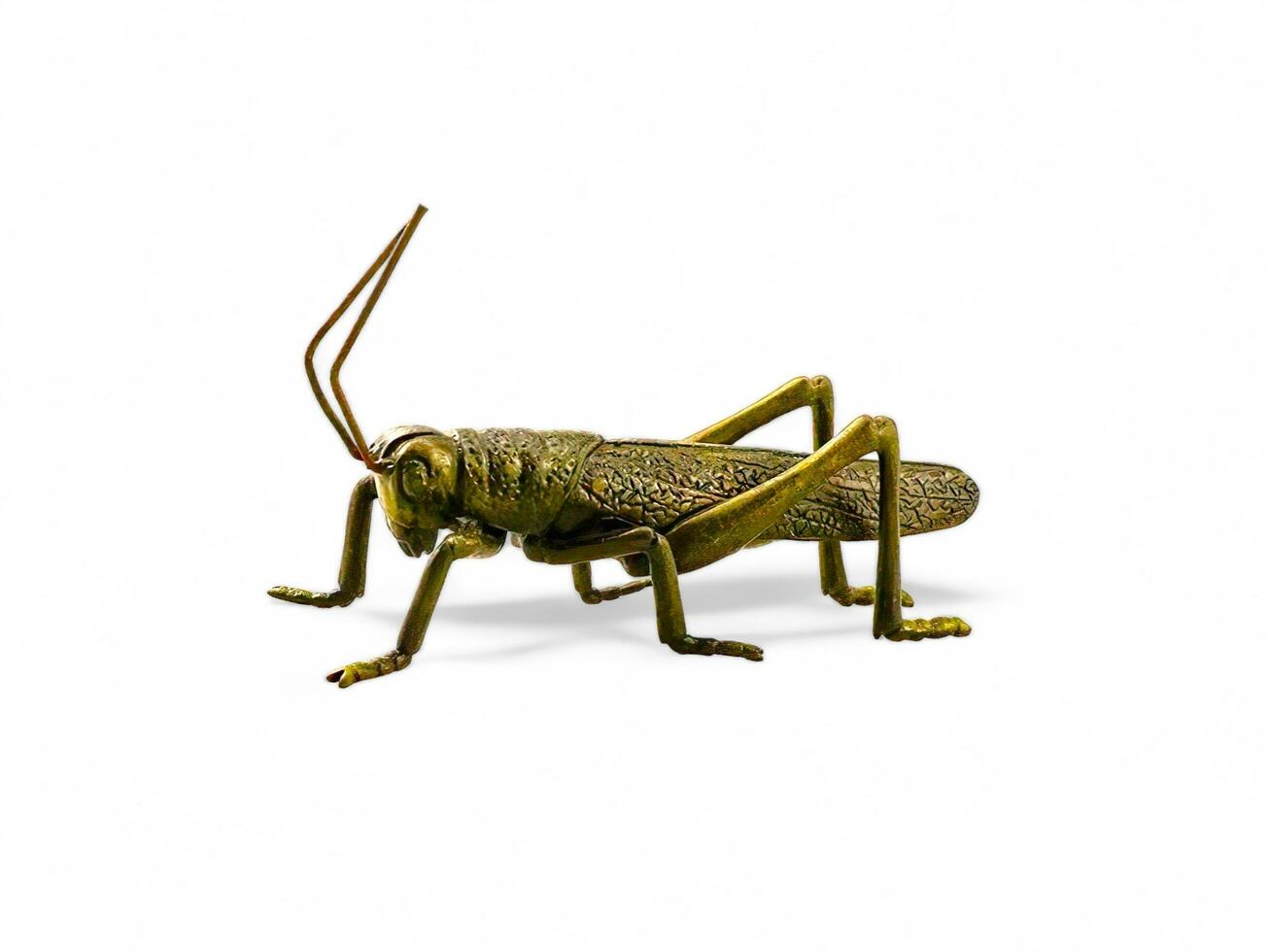 golden grasshopper animal statue on white background photo