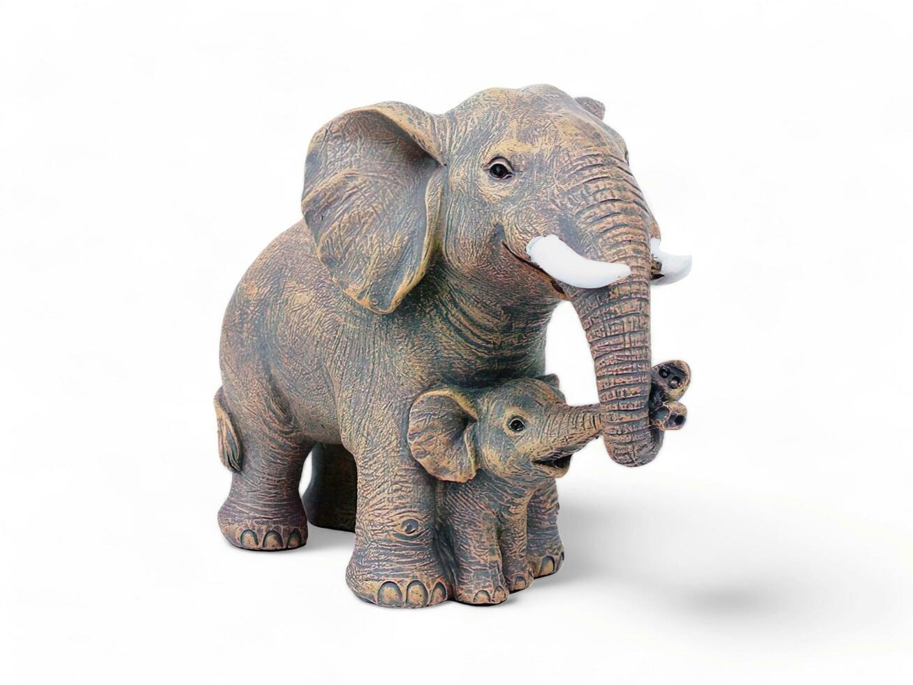 elefante y cachorro miniatura animales en blanco antecedentes foto