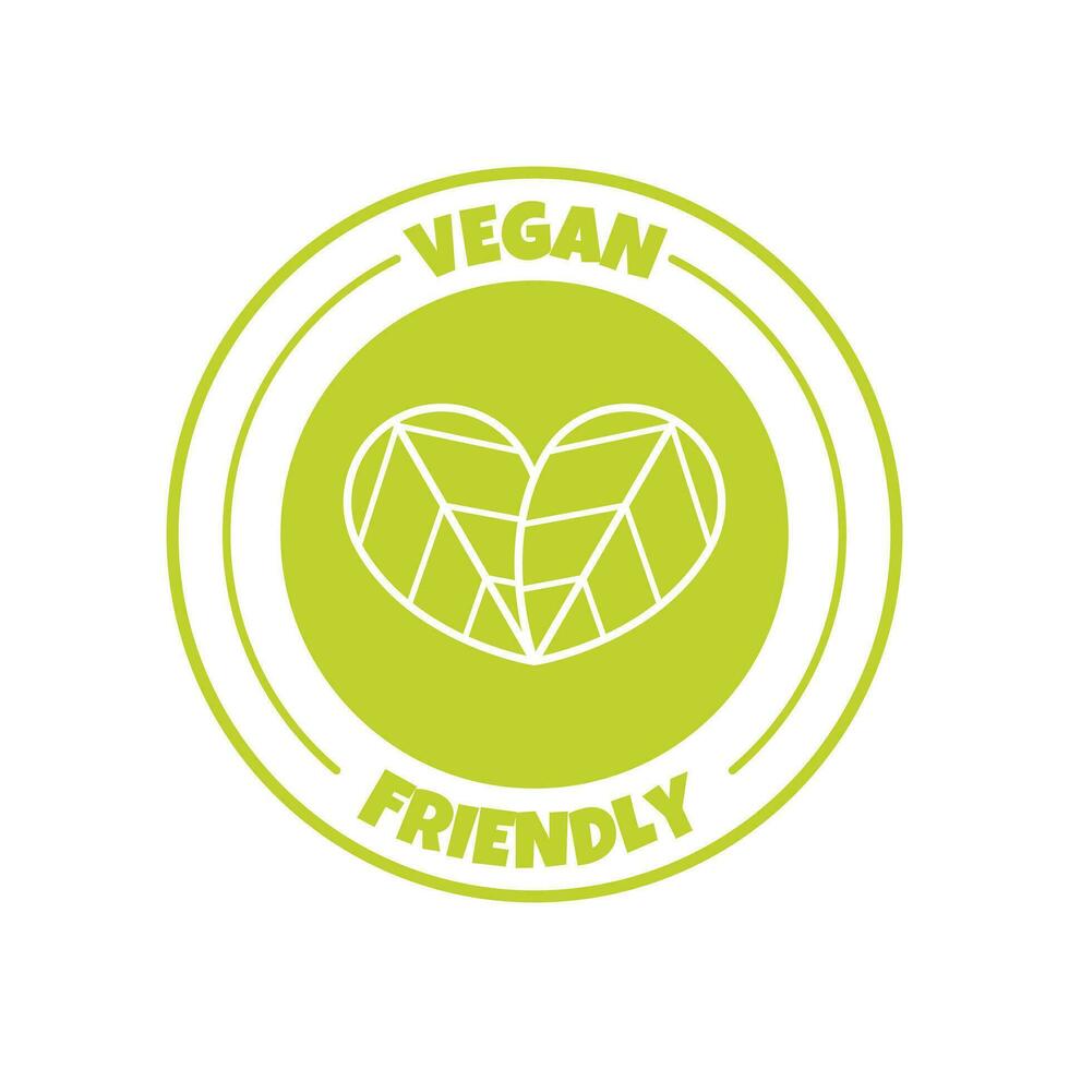 Vegan friendly sticker, label, badge and logo. Ecology icon. Logo template with leaves for vegan friendly restaurant. Vector illustration isolated on white background