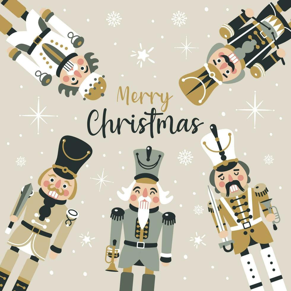 Navidad cascanueces vector ilustración en ligero antecedentes. tarjeta postal.