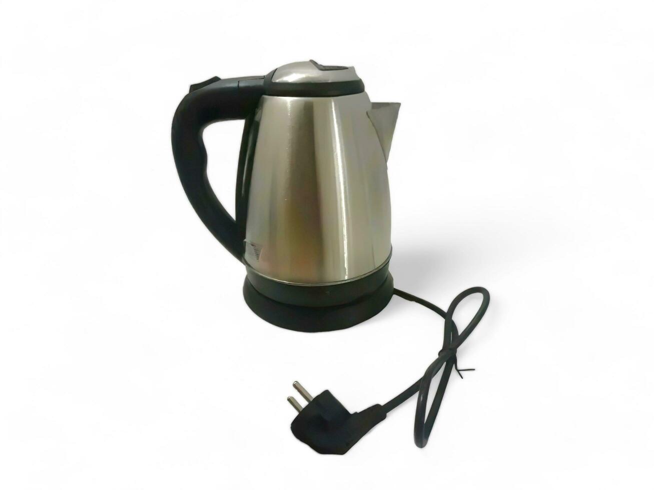 Silver electric kettle on a white background photo