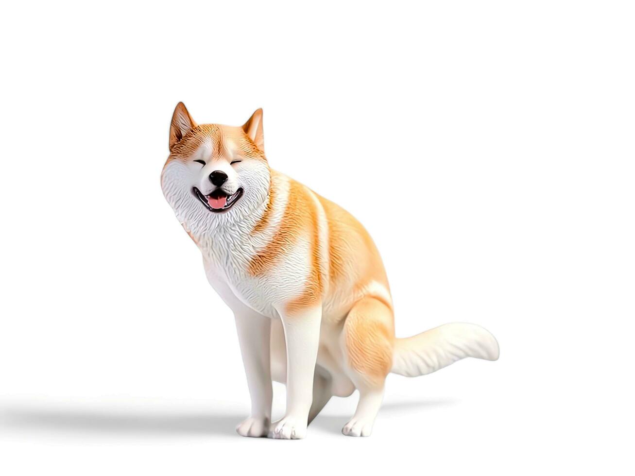 white and yellow shiba inu dog that is popping miniature on a white background photo