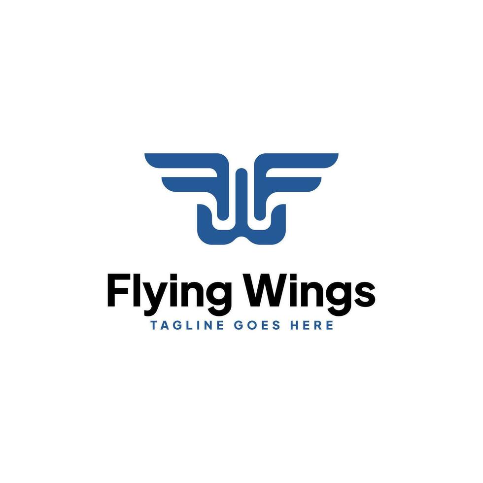 Letter f and w logo, flying wings logo vector. vector