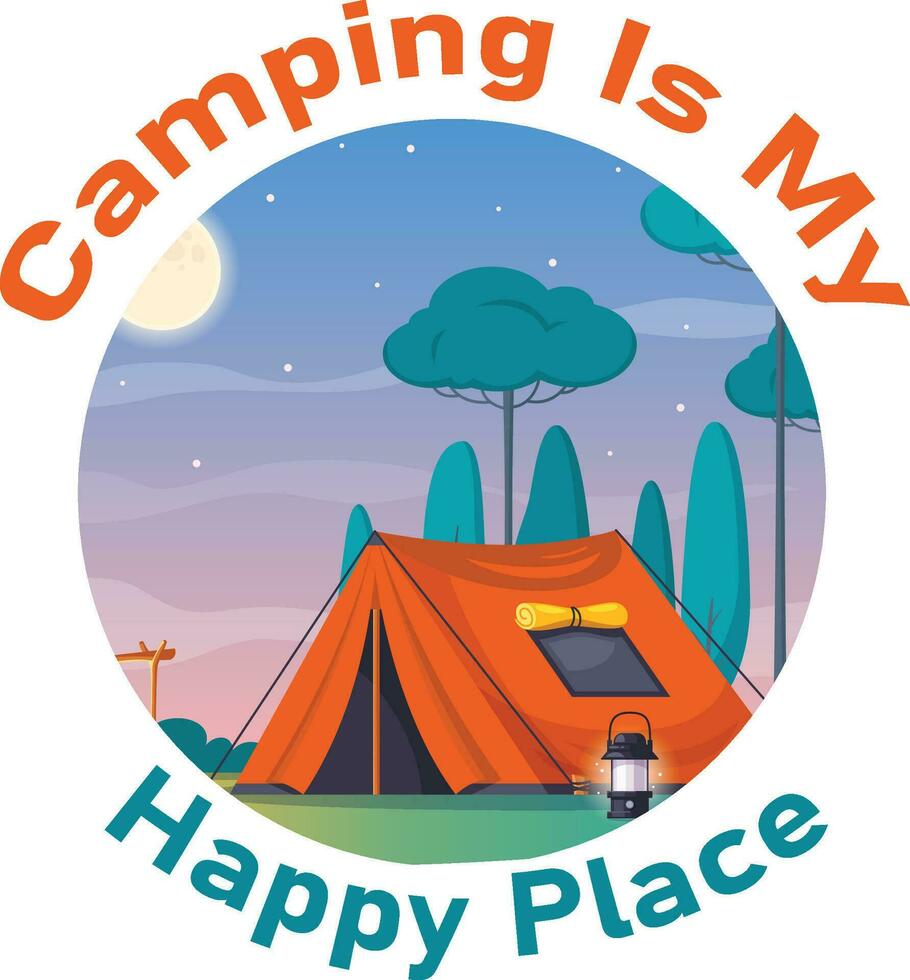 Outdoor at the mountain retro print design for t shirt and others. Camping beside of lake graphic artwork. Explore more print design vector