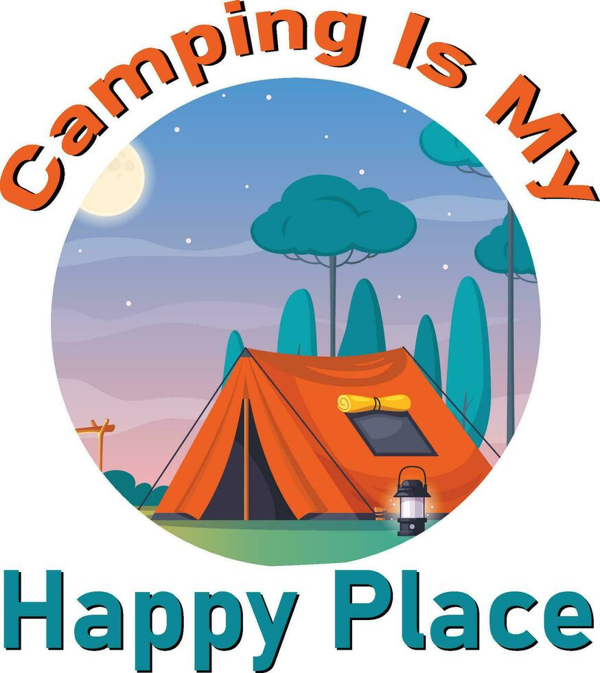 Outdoor at the mountain retro print design for t shirt and others. Camping beside of lake graphic artwork. Explore more print design vector
