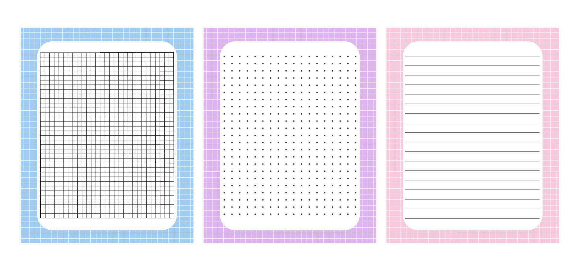 bala diario blanco imprimible página plantillas colocar, sencillo minimalista comprobado azul, rosa, Violeta marco vector ilustración, cosas a hacer recordatorio, notas, llenar en planificador a organizar ninguna vida evento