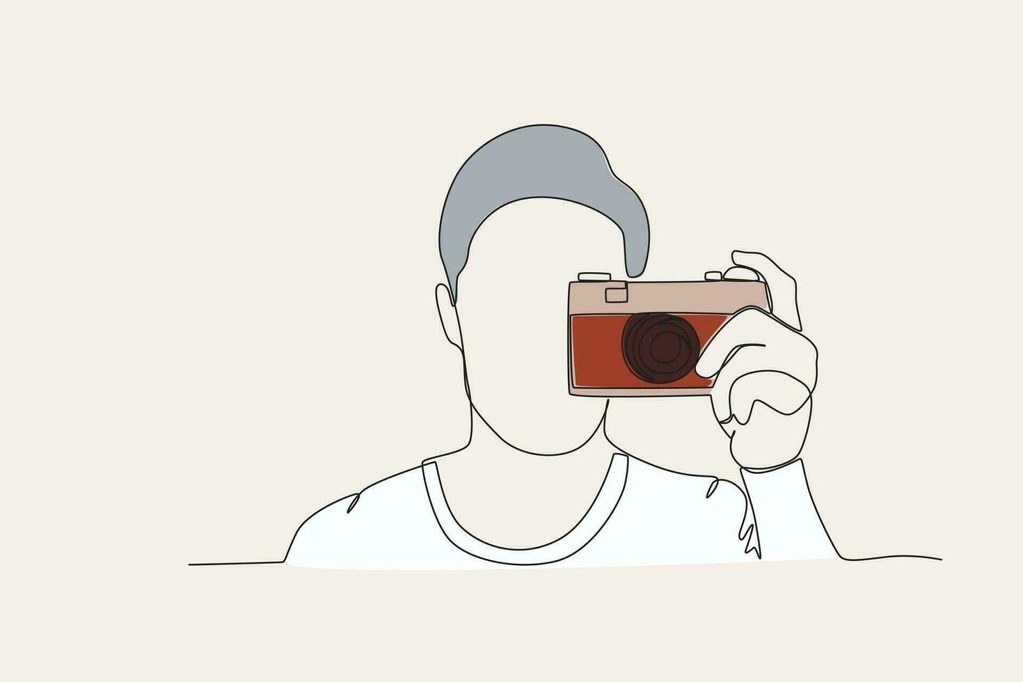 Color illustration of a man shooting with a camera vector