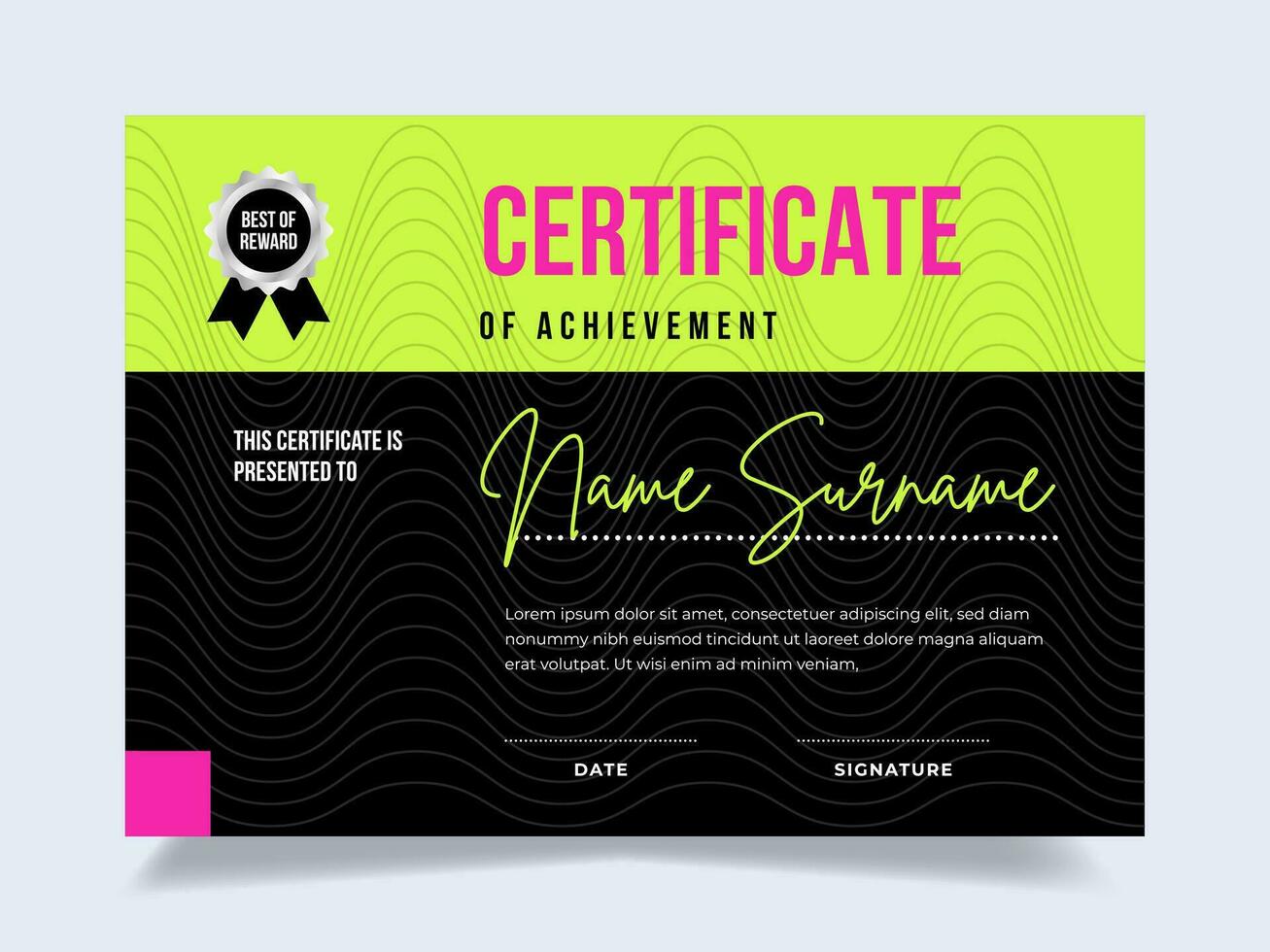 Luxury certificate of achievement template with icon badge. Modern certificate vector. Perfect for employee awards. vector