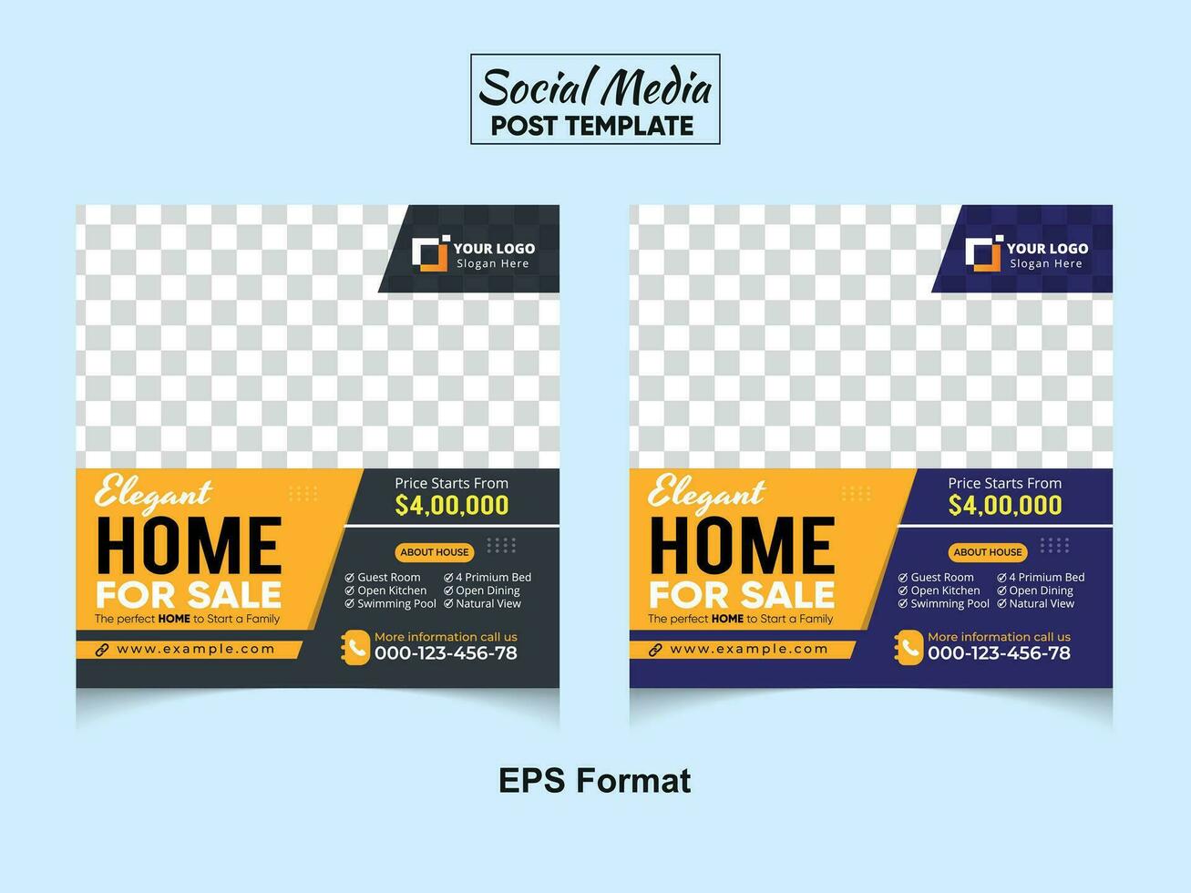 Real estate home sale banner or social media post template design vector