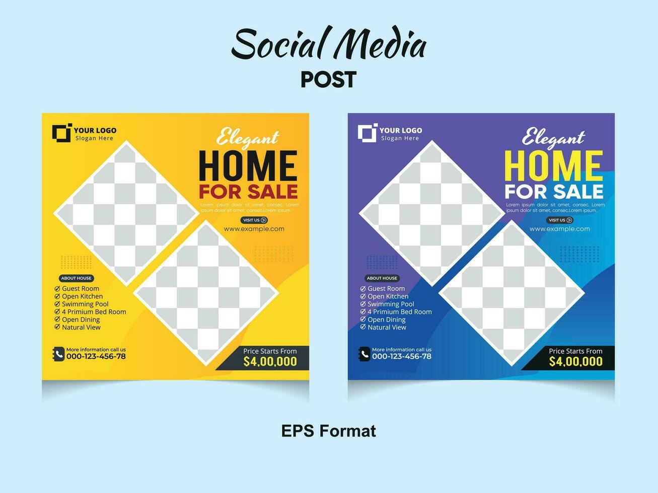 Real estate home sale banner or social media post template design vector