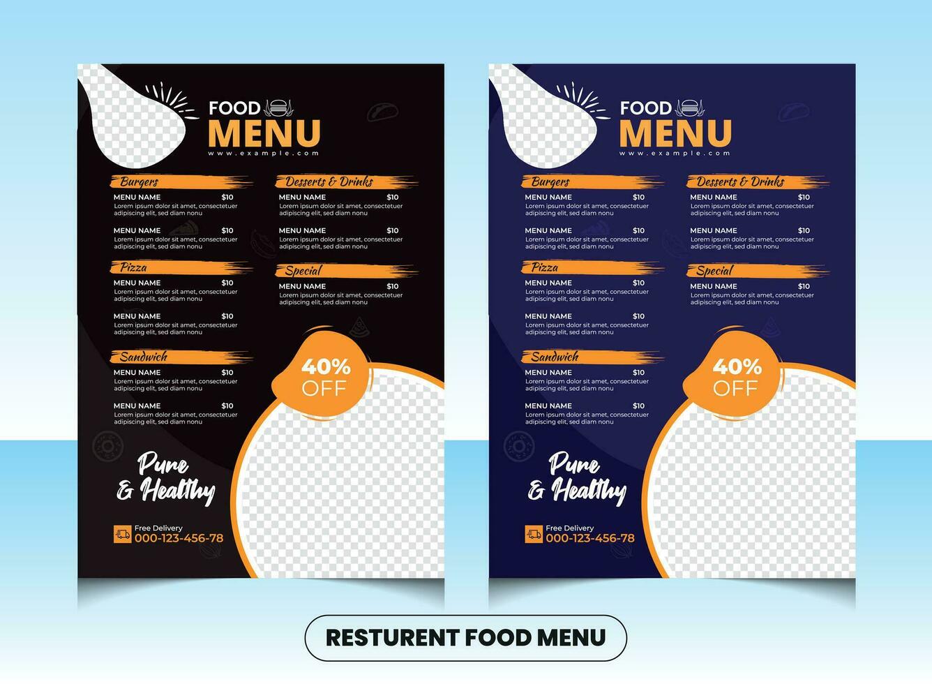 Special delicious food menu flyer template design vector