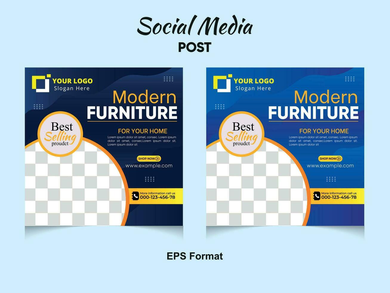 Modern furniture social media post design template vector