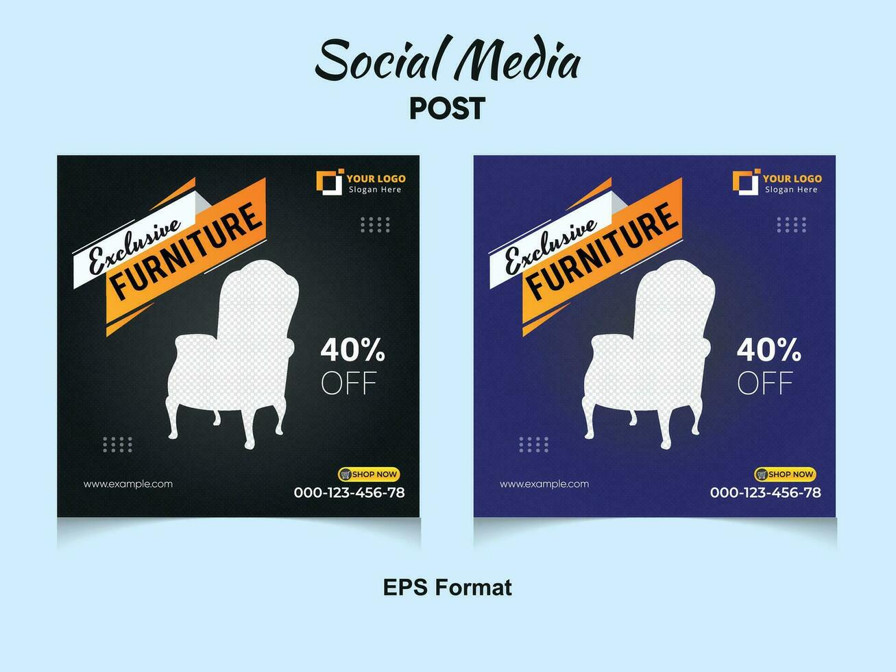 Modern furniture social media post design template vector