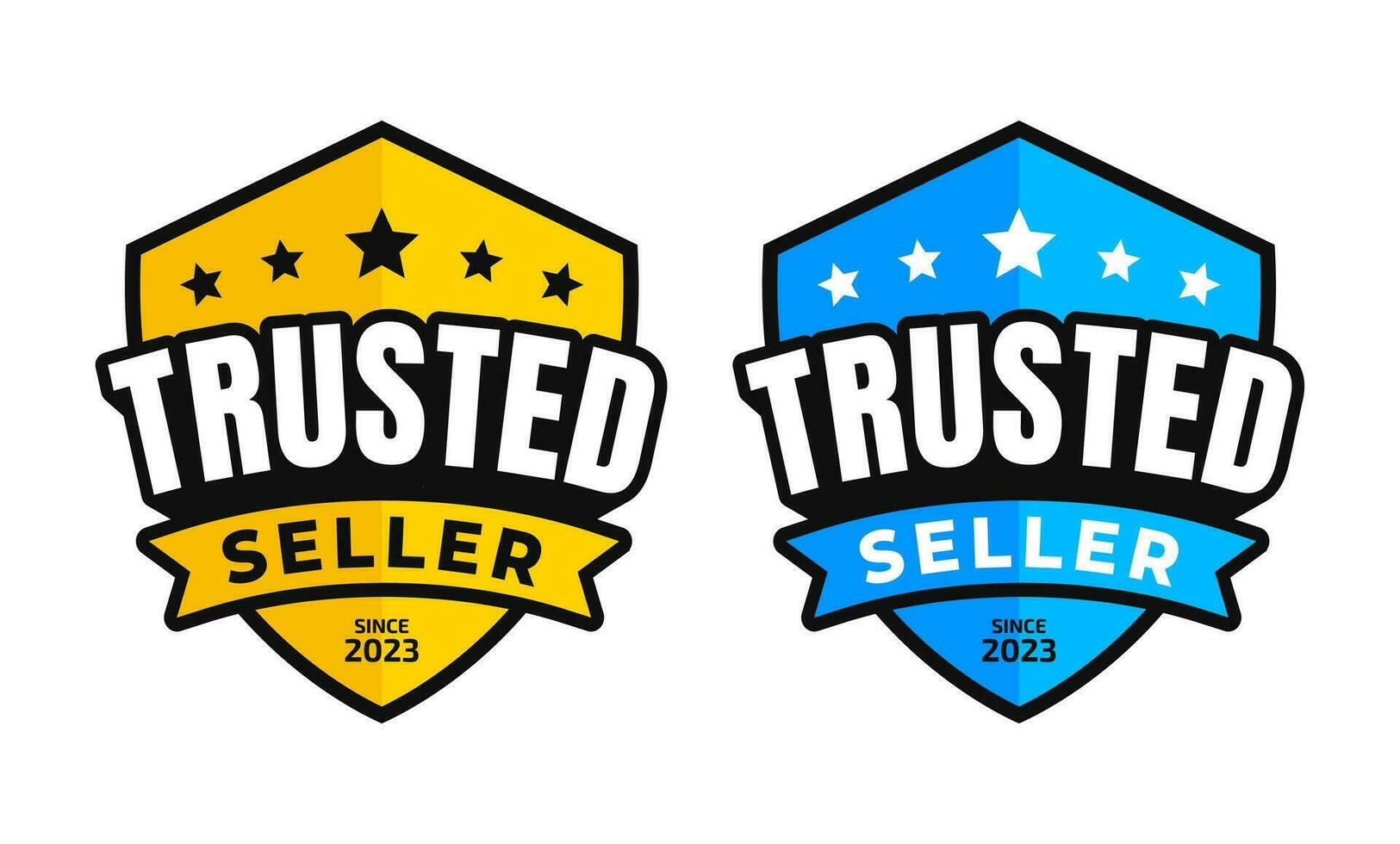 Trusted seller vector logo with shield and star isolated on white
