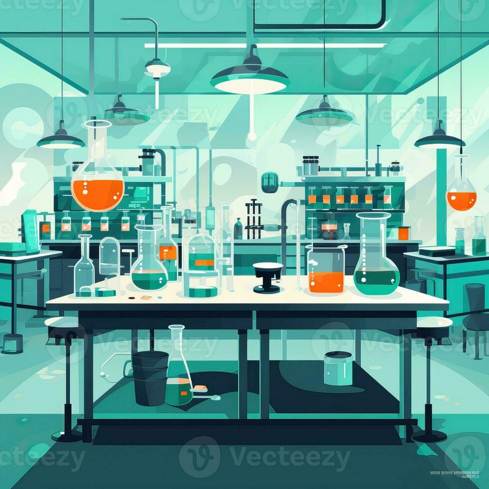 Medical lab medicine Illustration flat high quality ai image generated