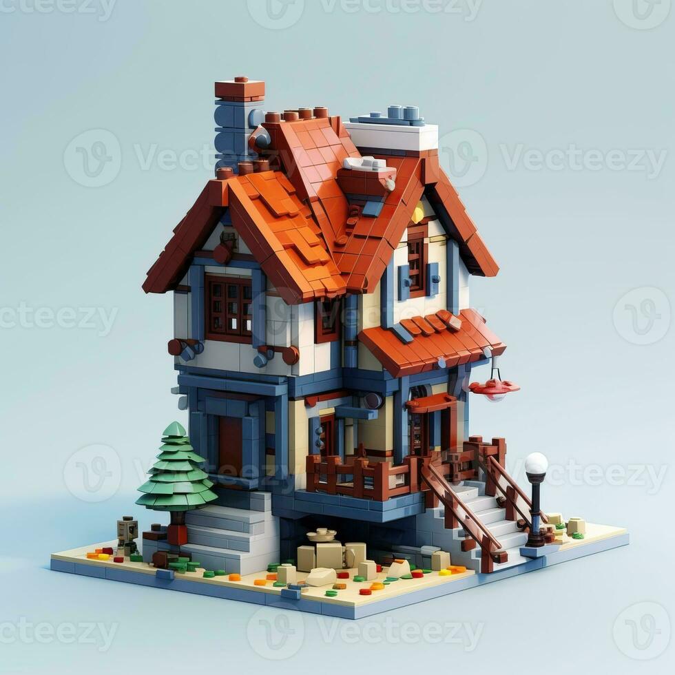 House anime style, House lego white background high quality ai image generated photo