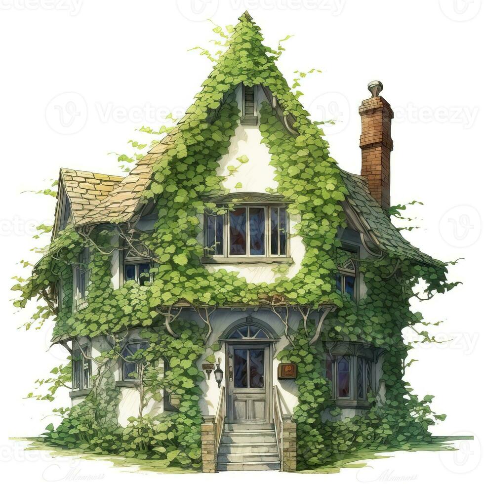 House anime style, House white background high quality ai image generated photo