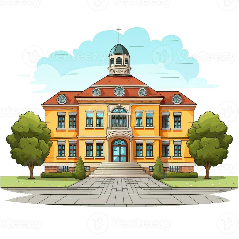 School building, Back to school cartoon style high quality ai image generated photo