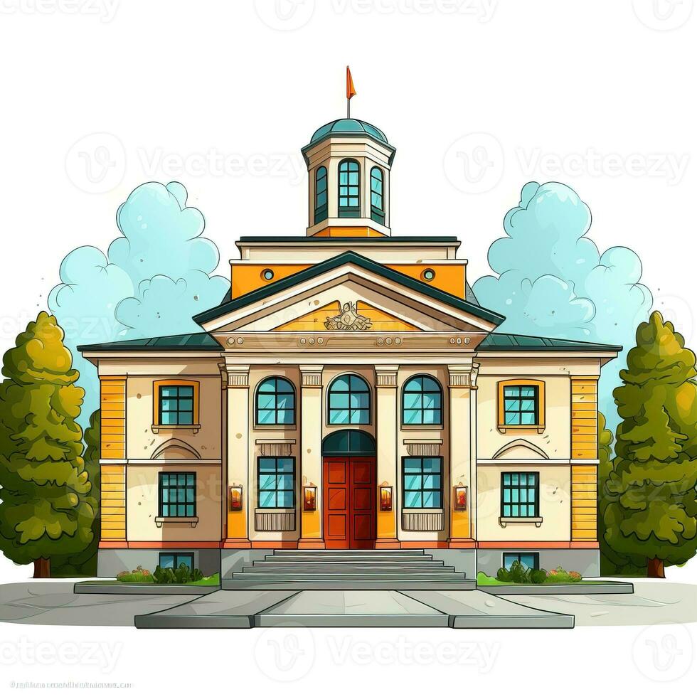 School building, Back to school cartoon style high quality ai image generated photo