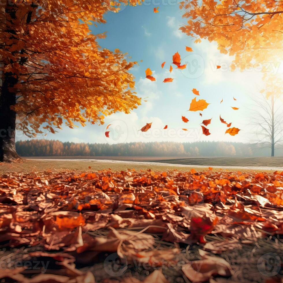 Autumn fall with white background high quality ai generated image photo