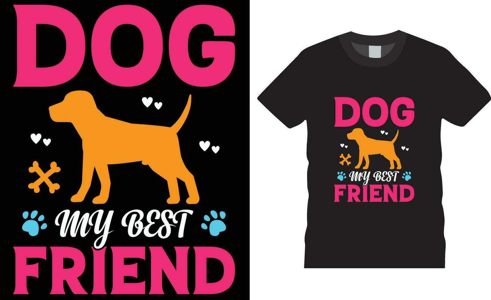 Dog typography T-Shirt Design. Dog Lover T-Shirt Design vector print template.Dog my best friend