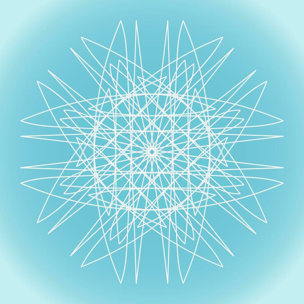 Snowflake vector abstract shape on blue gradient background