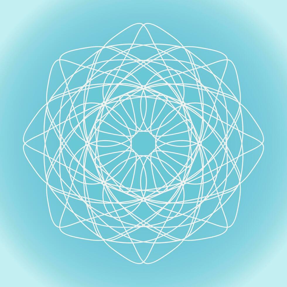 Snowflake vector abstract shape on blue gradient background