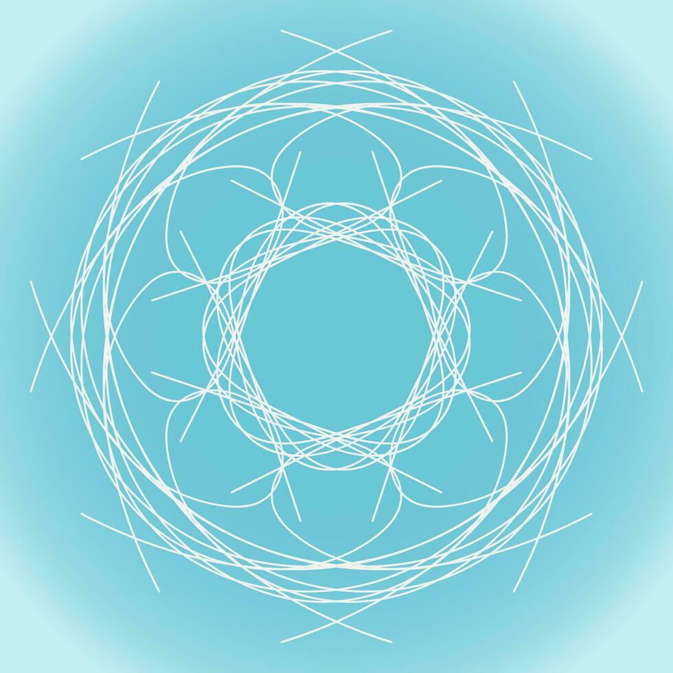 Snowflake vector abstract shape on blue gradient background