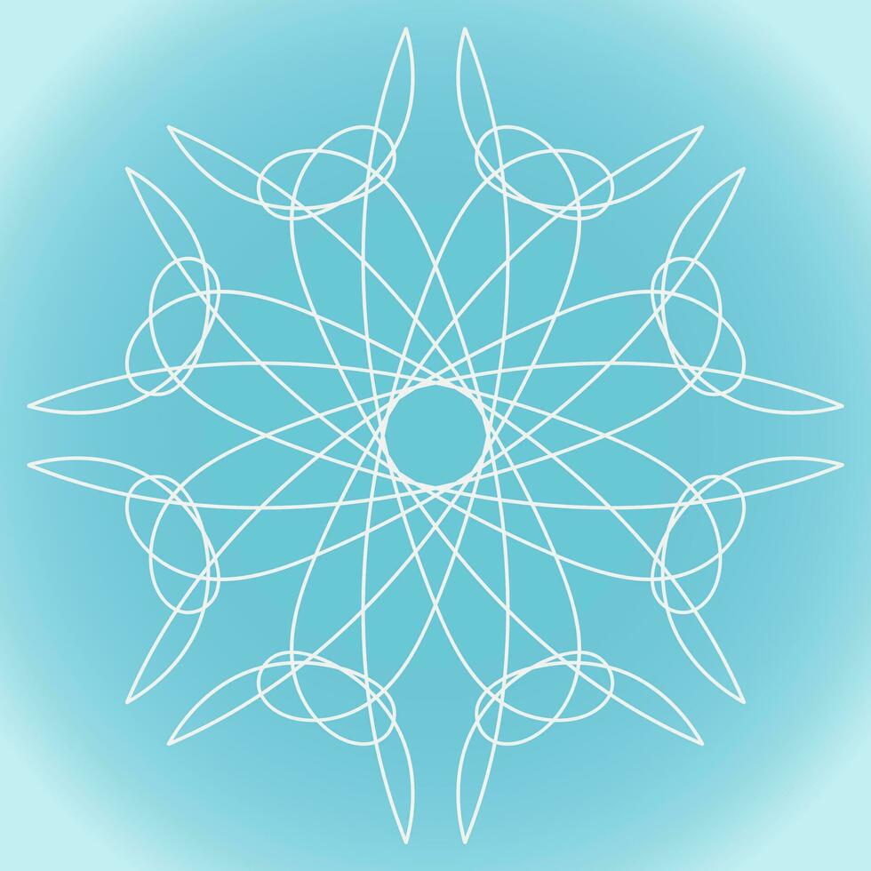 Snowflake vector abstract shape on blue gradient background