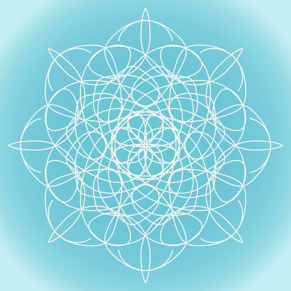 Snowflake vector abstract shape on blue gradient background