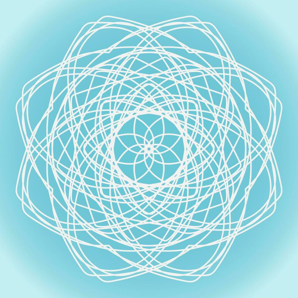 Snowflake vector abstract shape on blue gradient background