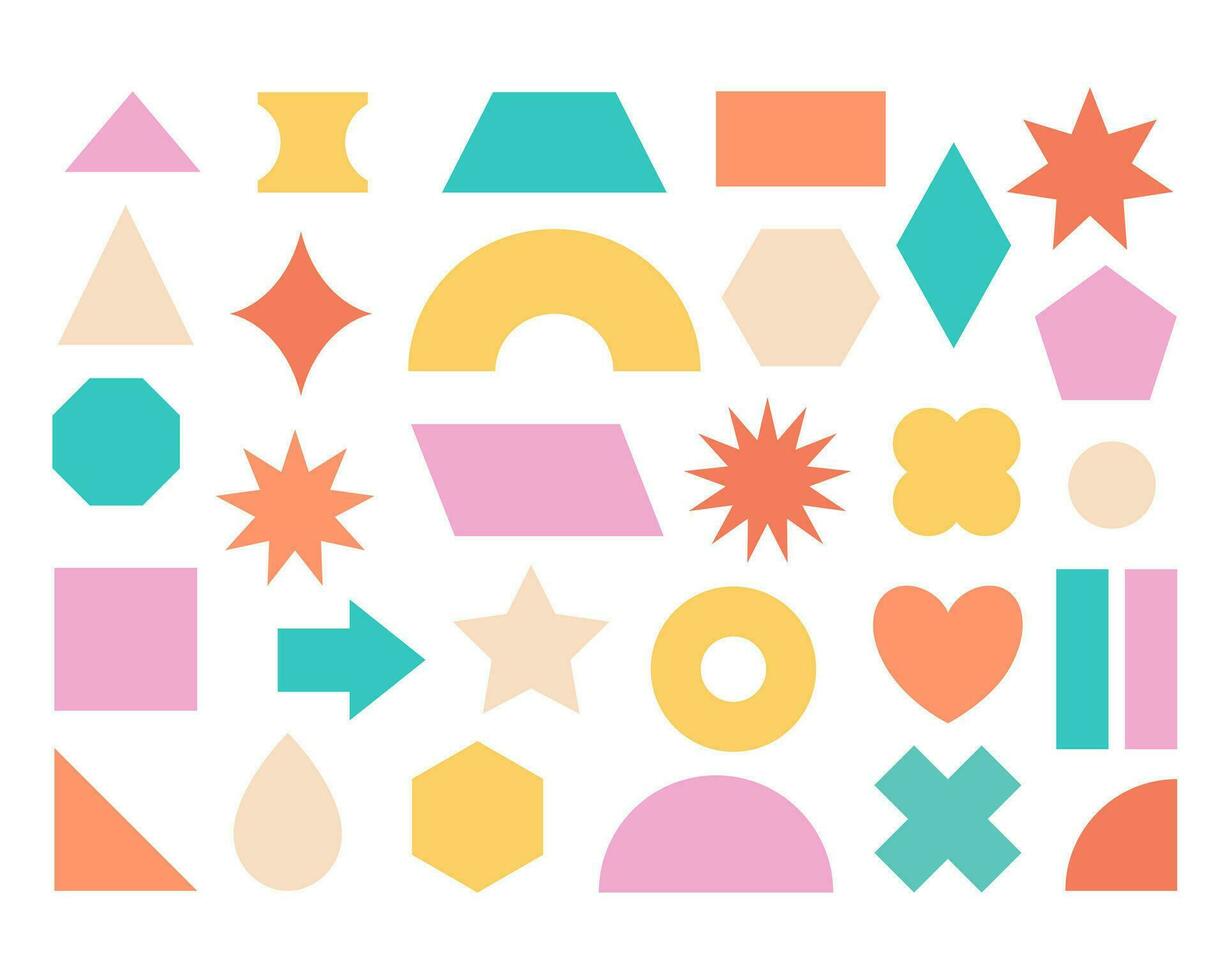 Geometric shapes. Basic abstract geometry figures. Educational objects for kids. vector