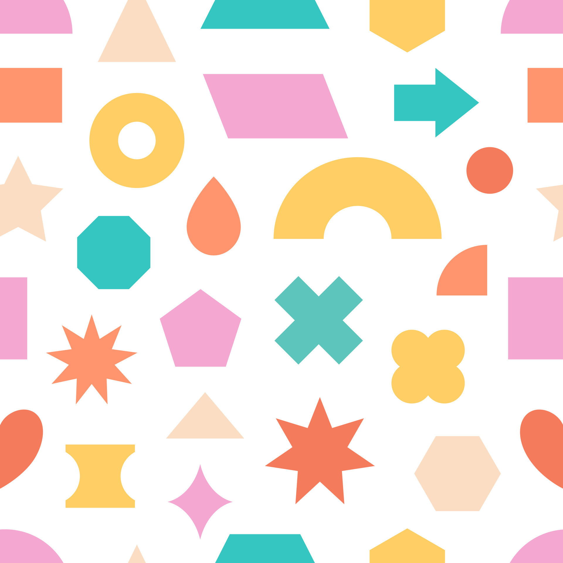 Seamless pattern with simple geometric shapes. Basic abstract geometry ...