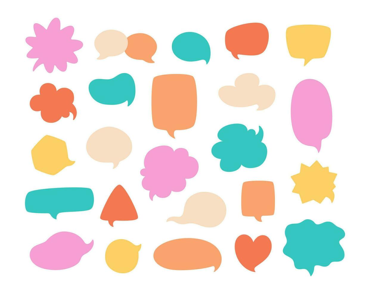 Speech bubbles set. Colorful text bubbles, comic speech bubble in different styles with copy spaces. vector