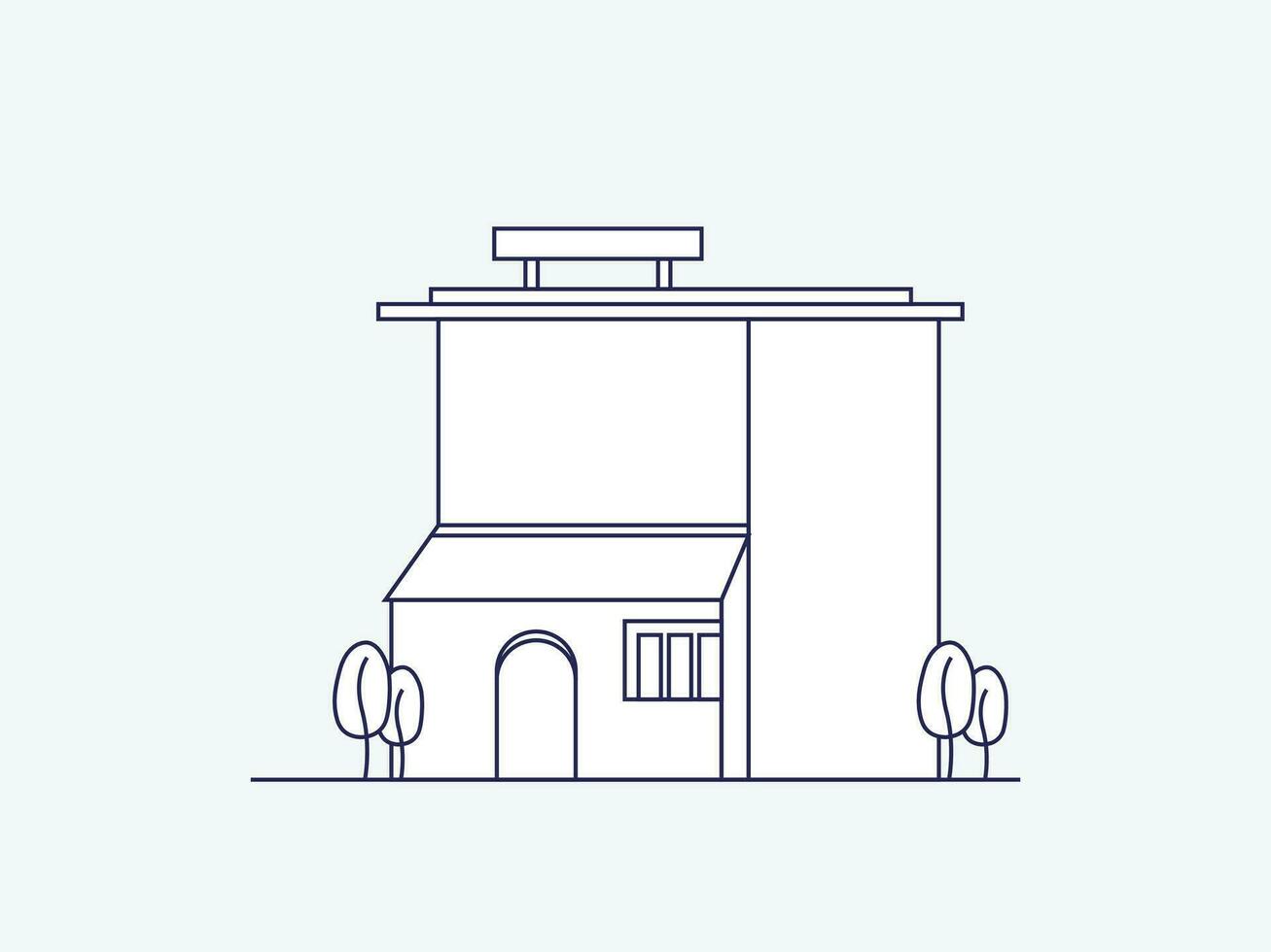 un linea sola edificio ilustración vector