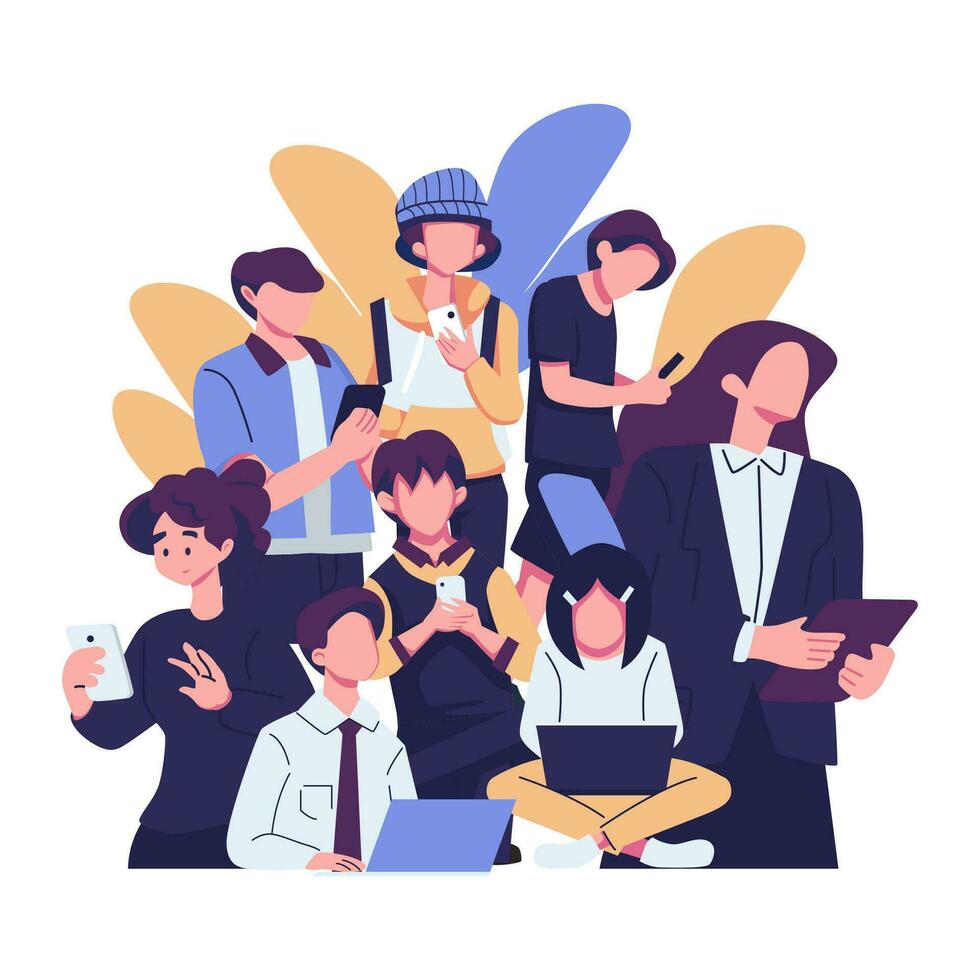 Online users community flat illustration vector design