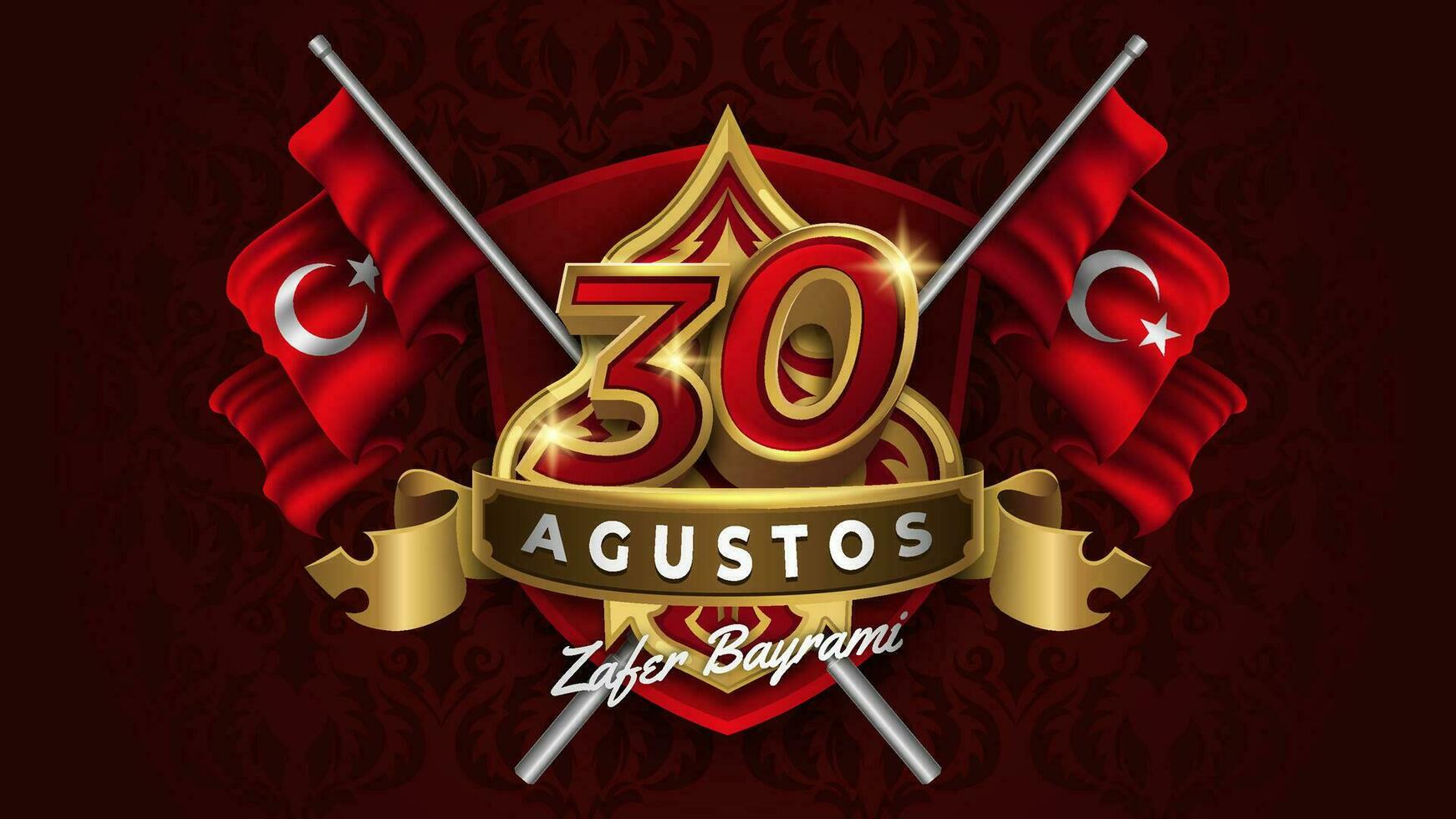 Golden 30 Agustos Zafer Bayrami Emblems vector