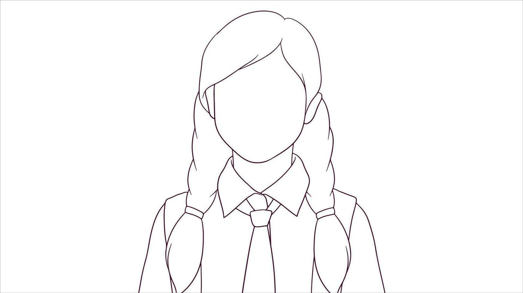 alegre niña Listo para escuela, mano dibujado estilo vector ilustración