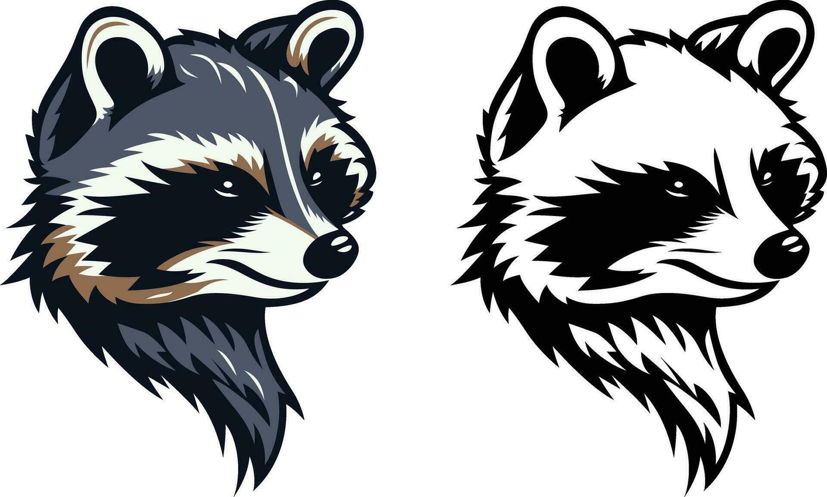 Raccoon head side view logo template vector illustration, ringtail , trash panda , trash bandit side angle head logo symbol graphic clip art stock vector image