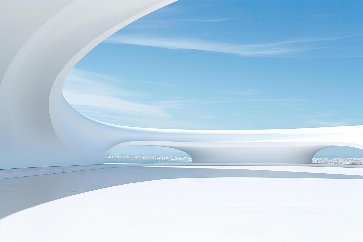 White minimal architecture building background empty wide space for mock up, concrete floor car park, cement garage design scene with copy space, with . photo