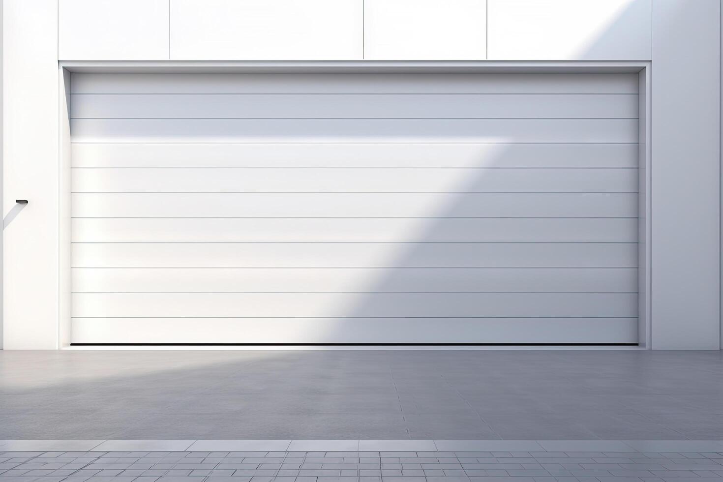 White minimal architecture building background empty wide space for mock up, concrete floor car park, cement garage design scene with copy space, with . photo