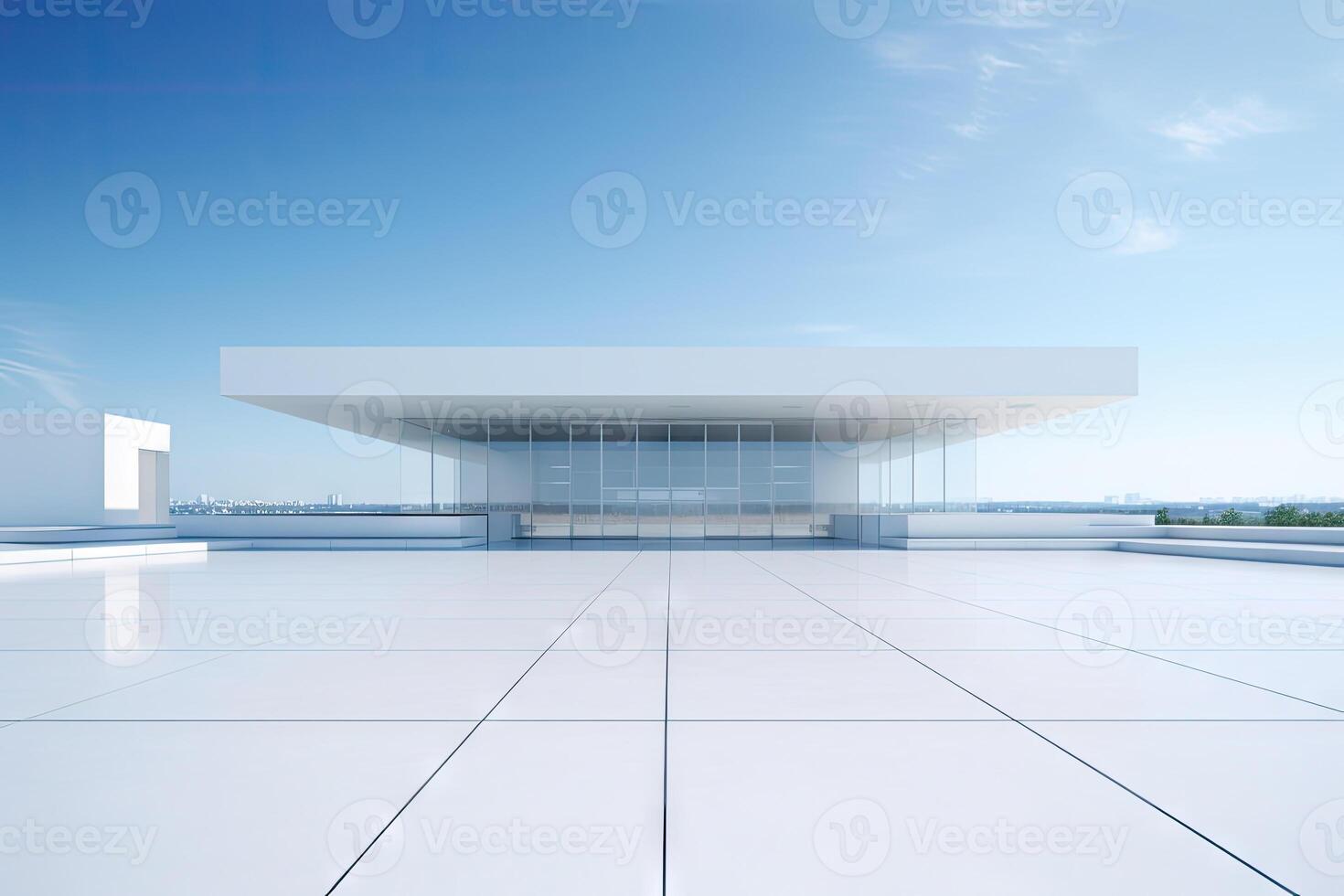 White minimal architecture building background empty wide space for mock up, concrete floor car park, cement garage design scene with copy space, with . photo