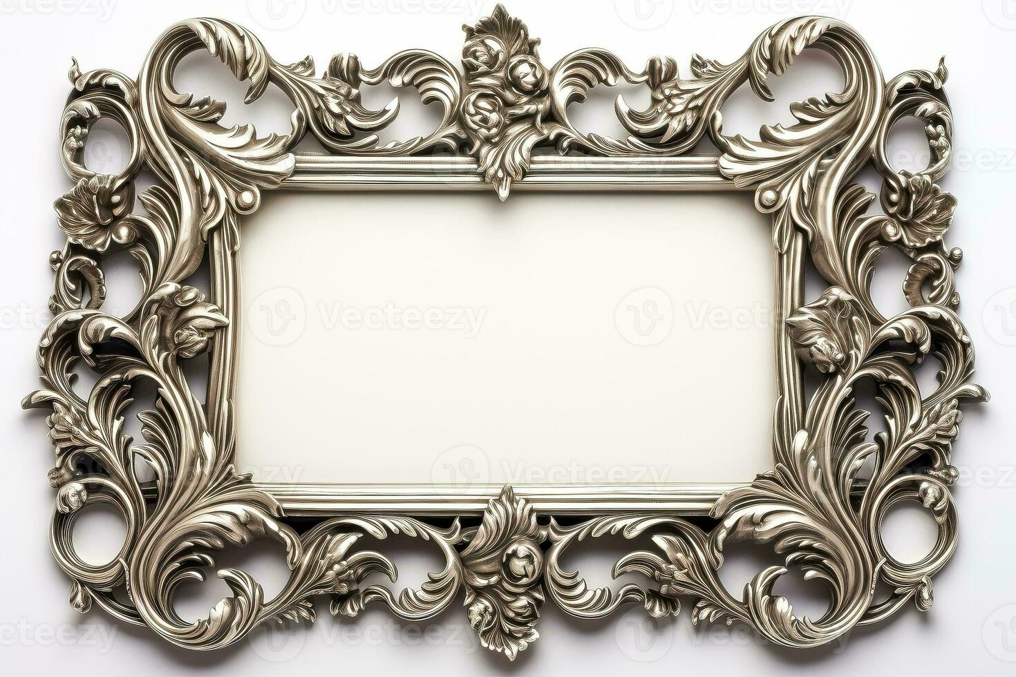 Silver frame isolated on white background photo