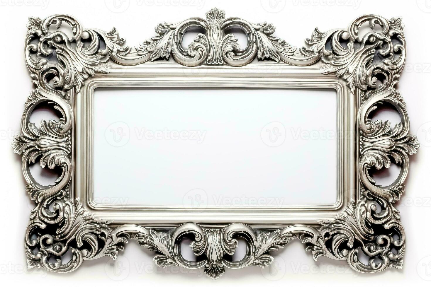 Silver frame isolated on white background photo
