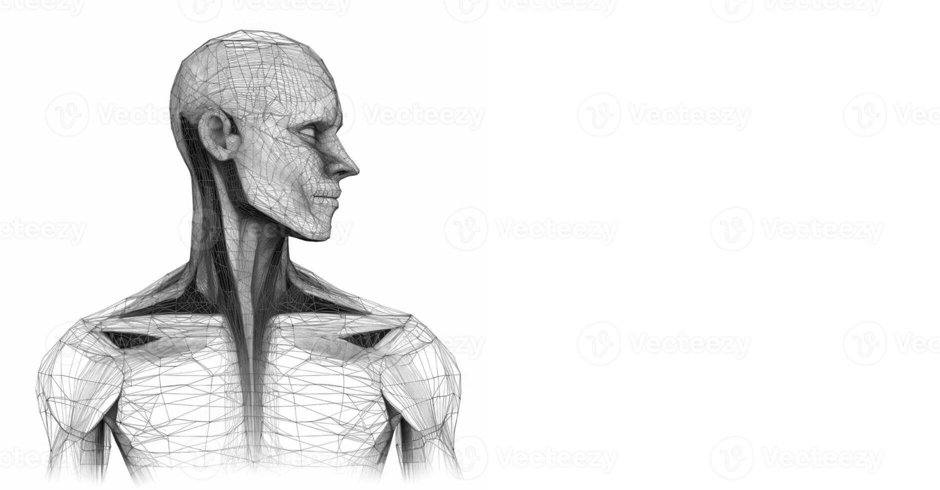 Polygonal abstract isolated male body on a white background. photo